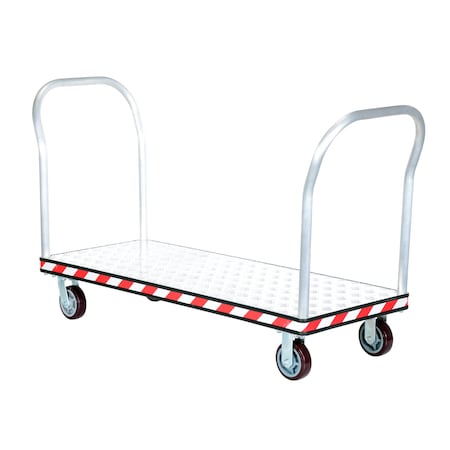 Vestil Aluminum Treadplate Platform Truck Dual Handle 24 x 60 ATP-C-2460-2HDL